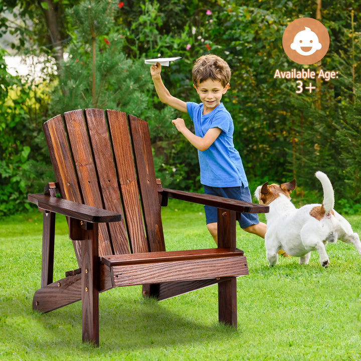 Wooden Kids Adirondack Chair with High Backrest and Armrest-Coffee