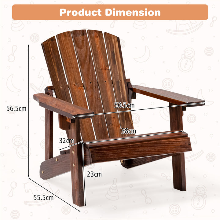 Wooden Kids Adirondack Chair with High Backrest and Armrest-Coffee