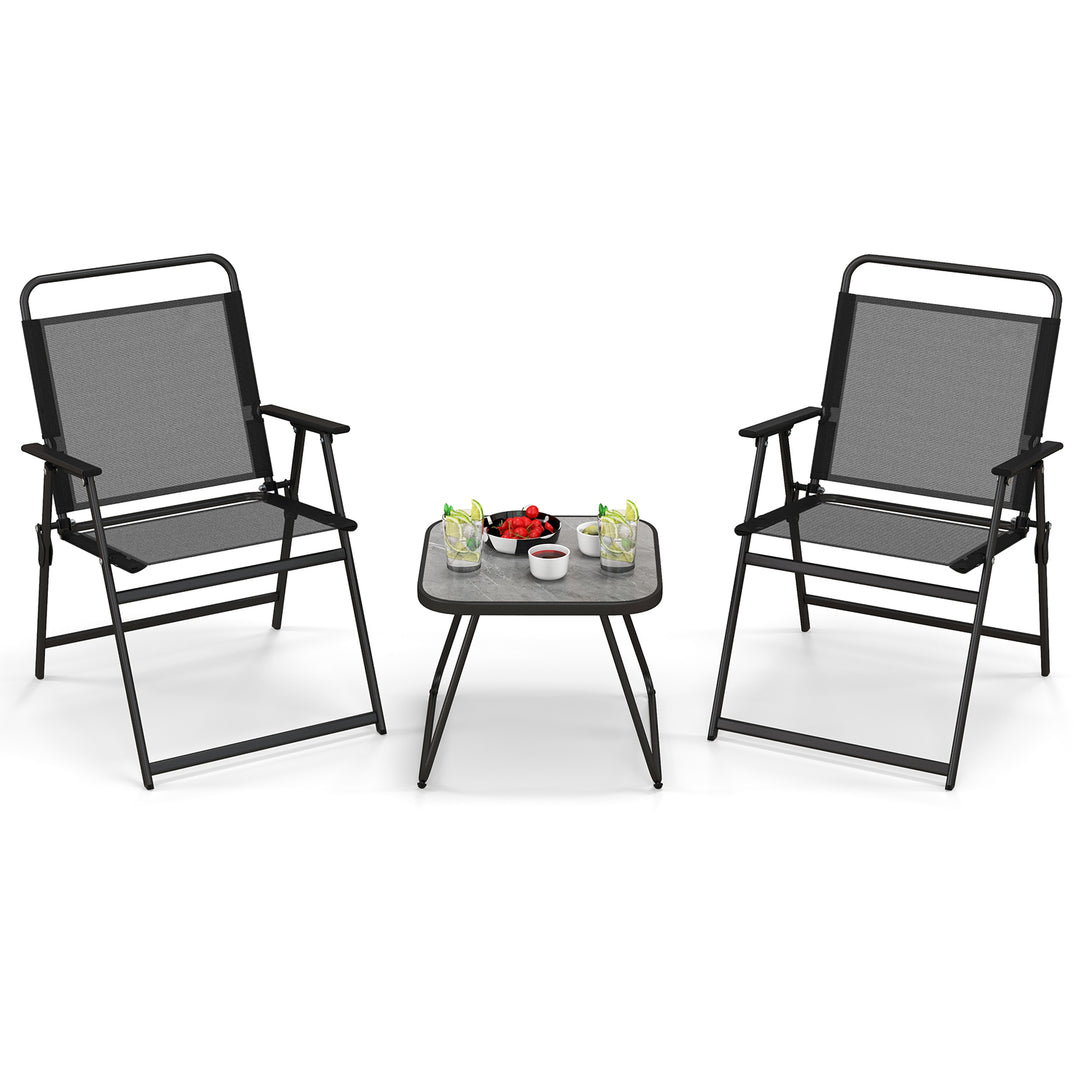 Folding Conversation Set for Backyard, Poolside-Black