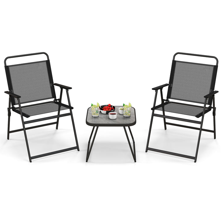 Folding Conversation Set for Backyard, Poolside-Black