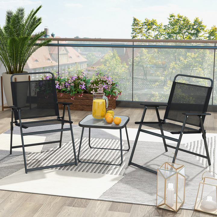 Folding Conversation Set for Backyard, Poolside-Black