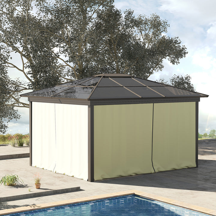 Outsunny Replacement Gazebo Curtain 4-Panel Sidewalls with Zipper for 3 x 3 (M) Yard Gazebos Canopy Tent Beige