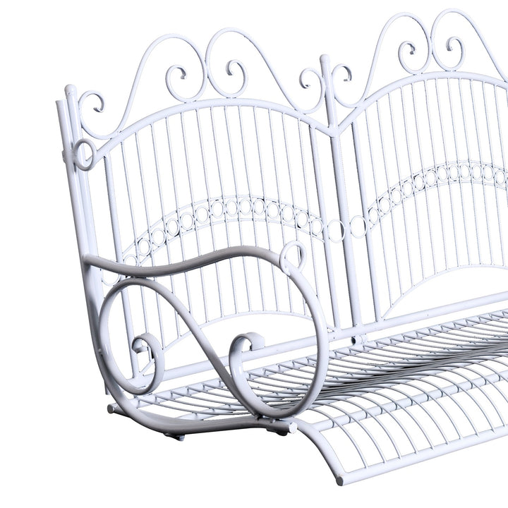 Metal 2-Seater Outdoor Garden Swing Bench White