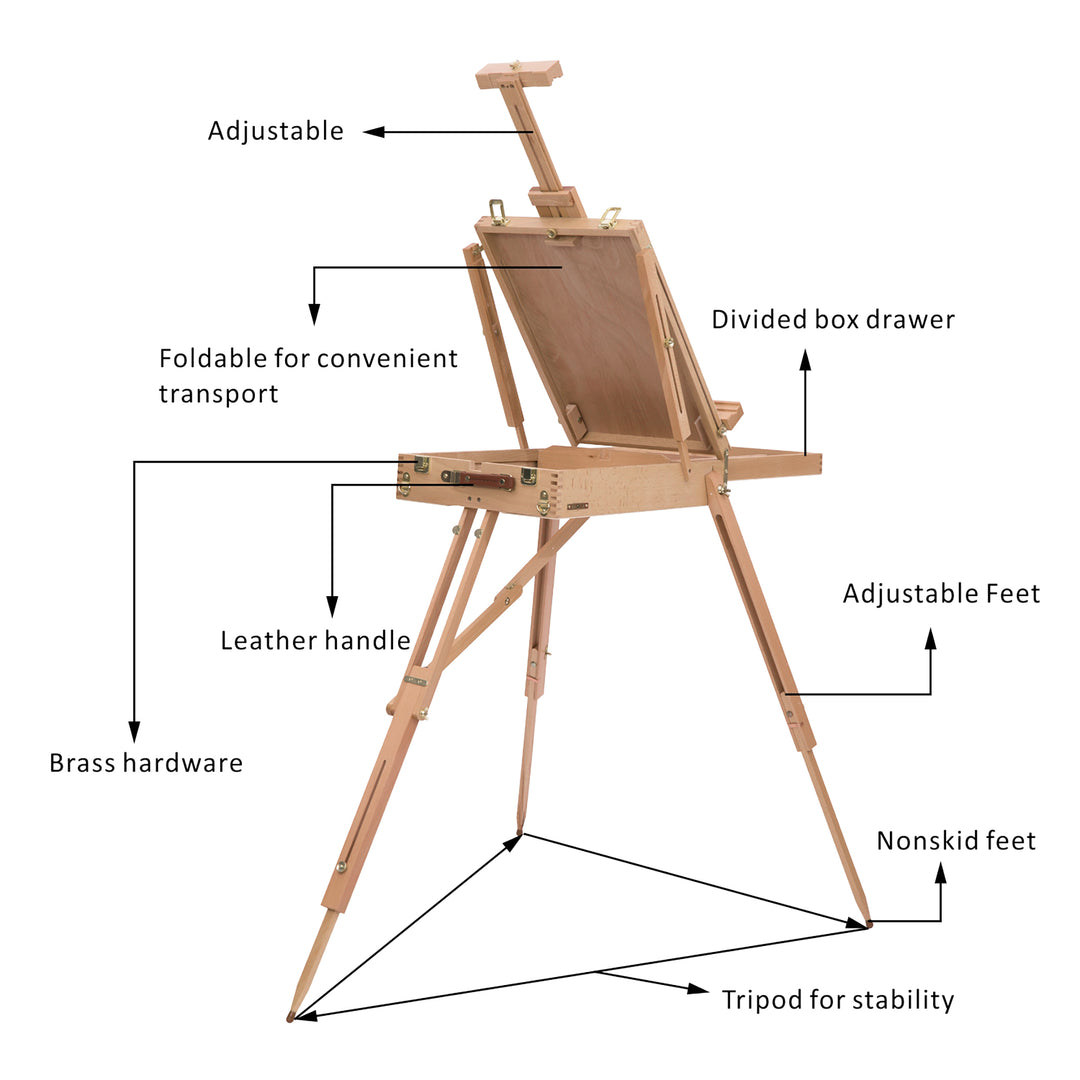 Wooden Art Easel Tripod Sketch Artist Painters Craft Portable Folding Drawing Board Lightweight - Natural Wood