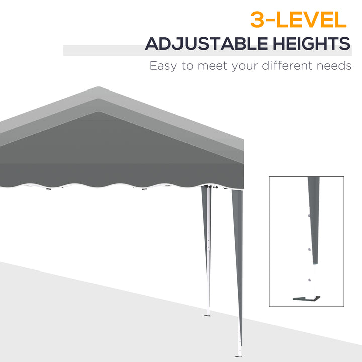 Outsunny 3x3(m) Pop Up Gazebo Canopy, Foldable Tent with Carry Bag, Adjustable Height, Wave Edge, Garden Outdoor Party Tent, Grey
