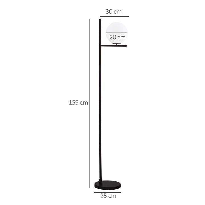 Modern Floor Lamp Metal Frame Sphere Light w/ Pedal Switch Unique Standing Beautiful Furnishing for Home Office Living Room, Black