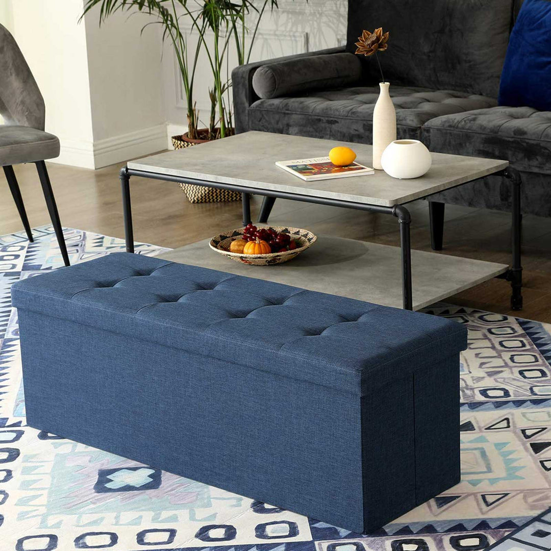 Navy Blue Ottoman Bench