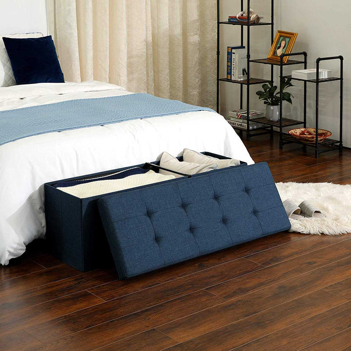 Navy Blue Ottoman Bench