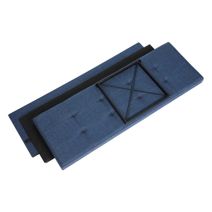 Navy Blue Ottoman Bench