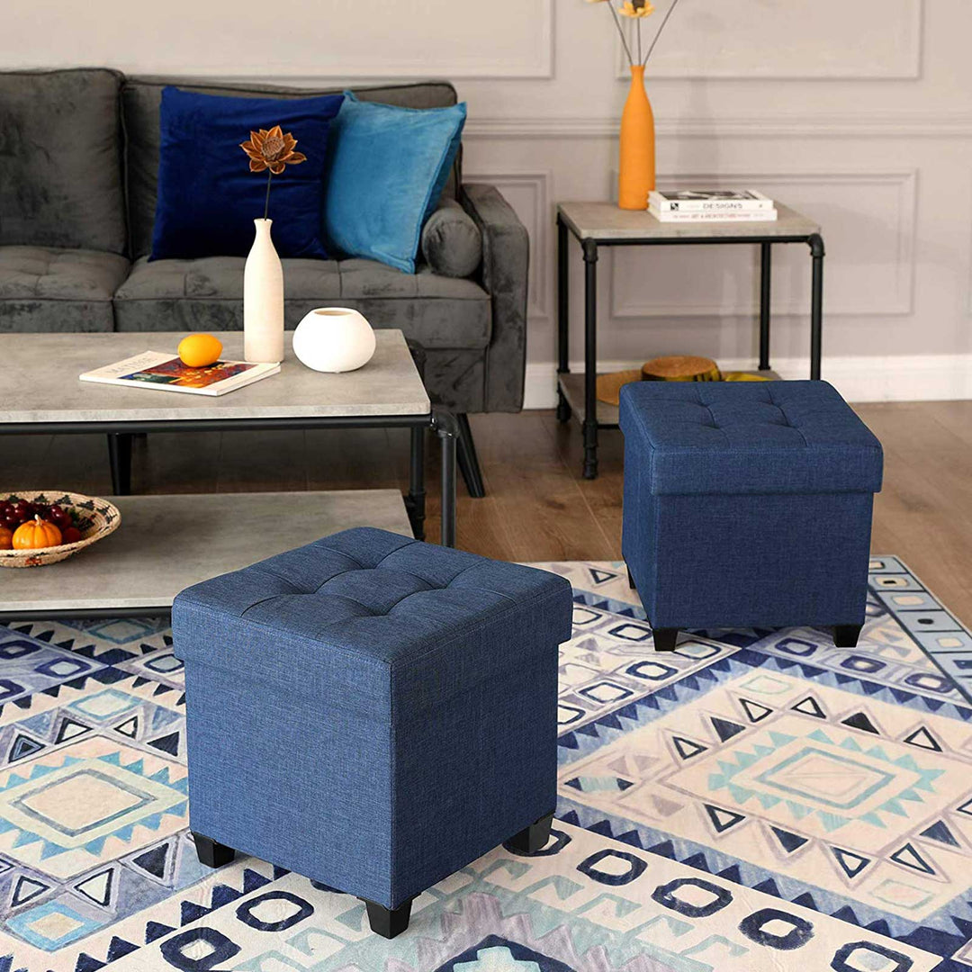 Navy Blue Storage Ottoman