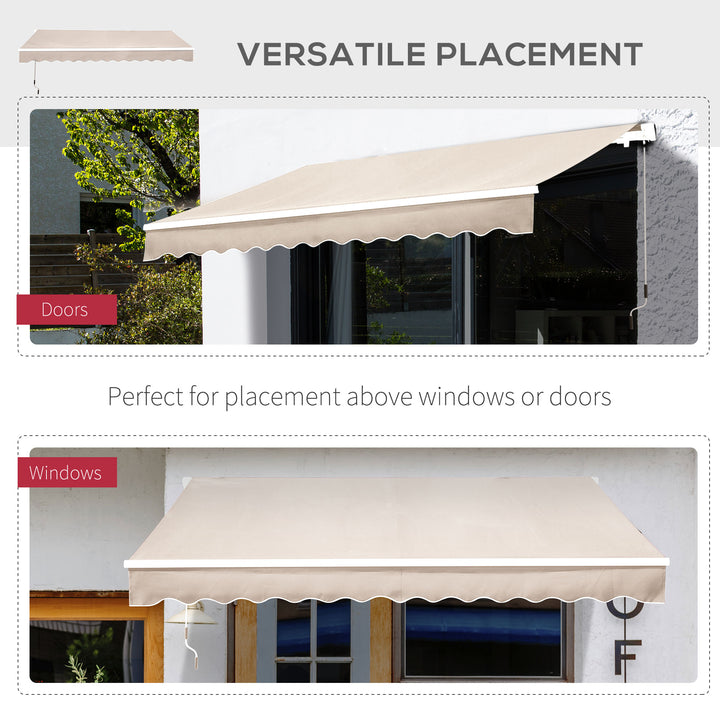 3 x 2.5m Garden Patio Manual Awning Canopy Sun Shade Shelter with Winding Handle Retractable - Cream White