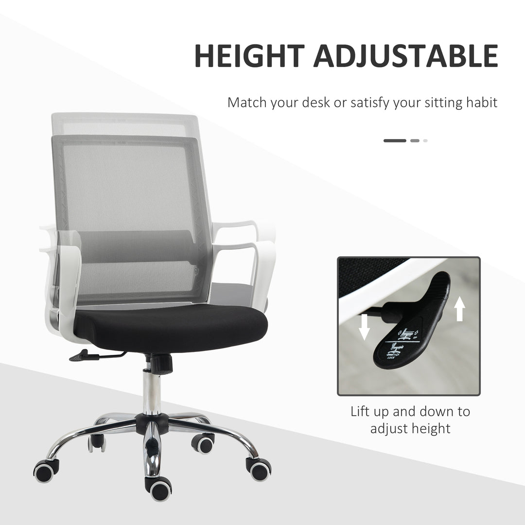 Vinsetto Ergonomic Office Chair Adjustable Height Breathable Mesh Desk Chair w/Armrest and 360° Swivel Castor Wheels Black