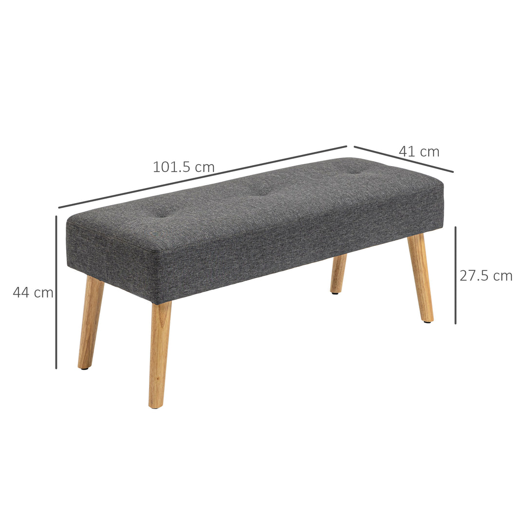 Multifunctional Bed End Bench Tufted Ottoman Footstool Linen Fabric, Grey