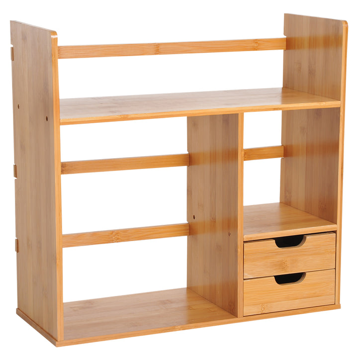 Desk Organiser Bookshelf Storage 2 Drawers 2-way Reversed Use Bamboo