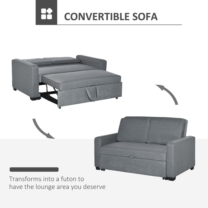 HOMCOM Two Seater Sofa Bed Convertible Loveseat Couch Sleeper Lounge Click Clack Couch Sleeper Settee for Living Room &amp; Bedroom, Grey