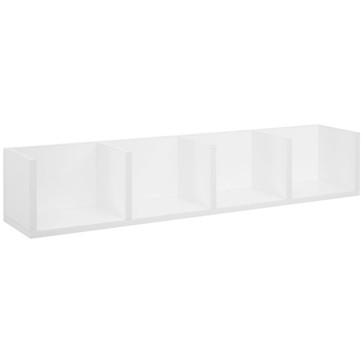 Wall Mount 84 CD / 56 DVD/Blu-ray/ Media Storage Rack 4 Cubes Wooden Shelf Organizer Unit Bookcase Display (White)