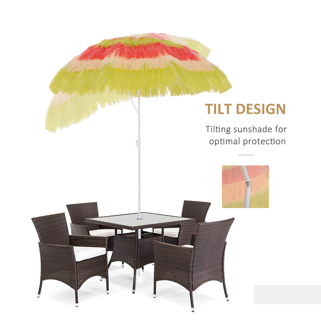 Outsunny Hawaii Beach Umbrella Foldable Parasol-Rainbow