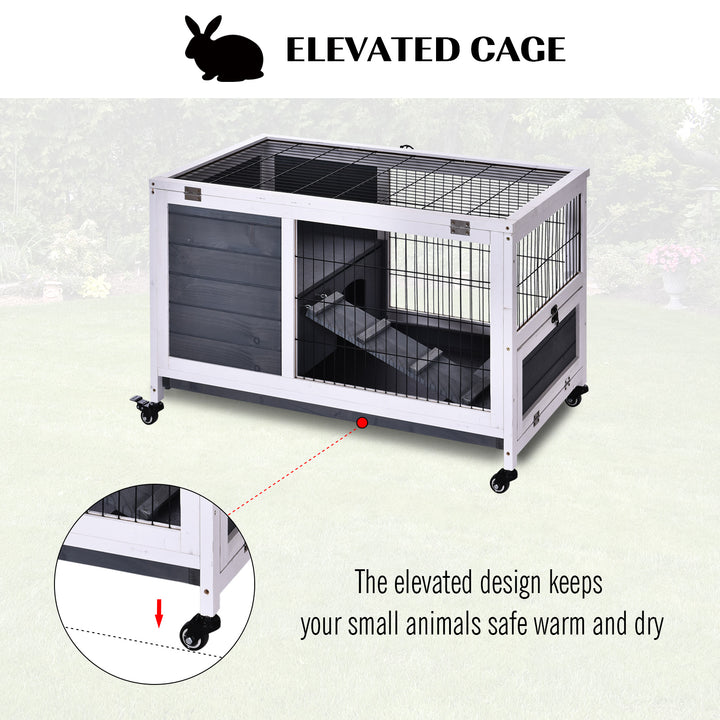 Rabbits Indoor Fir Wood Lift-Top Hutch Grey