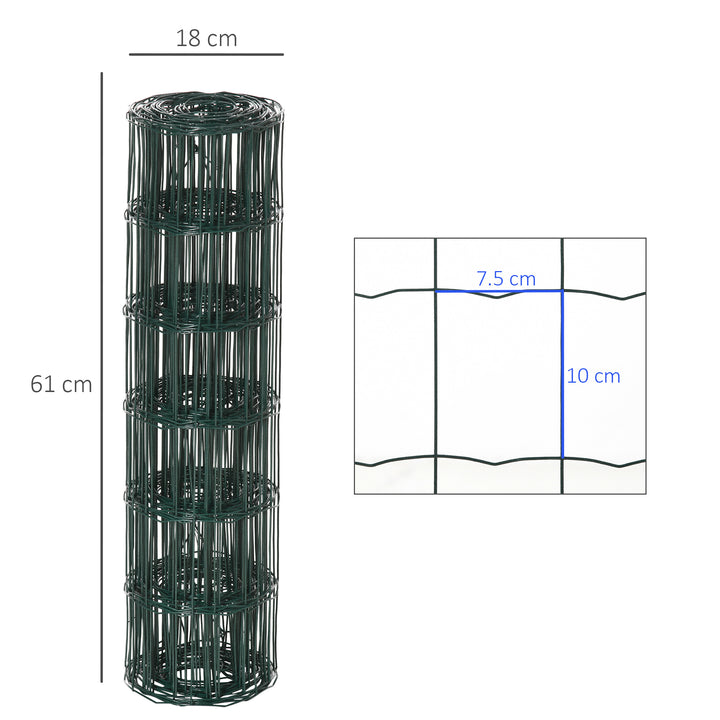 PawHut 61cm x 1000cm Chicken Wire Mesh, Foldable PVC Coated Welded Garden Fence, Roll Poultry Netting, for Rabbit, Green