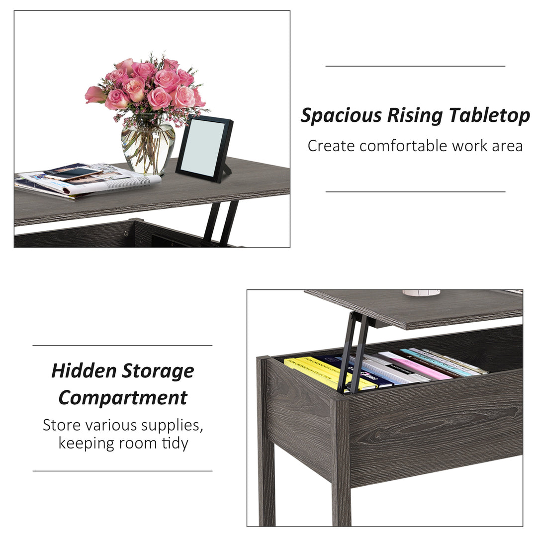 Modern Lift Top Coffee Table with Storage Compartment Convertible Tea Desk Floating Retractable Table Home Office Living Room Furniture Tan