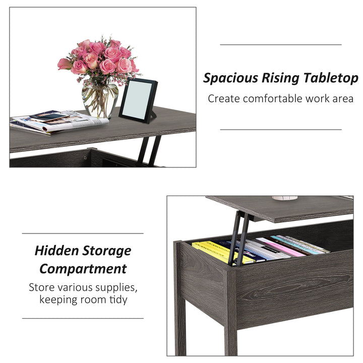 Modern Lift Top Coffee Table with Storage Compartment Convertible Tea Desk Floating Retractable Table Home Office Living Room Furniture Tan