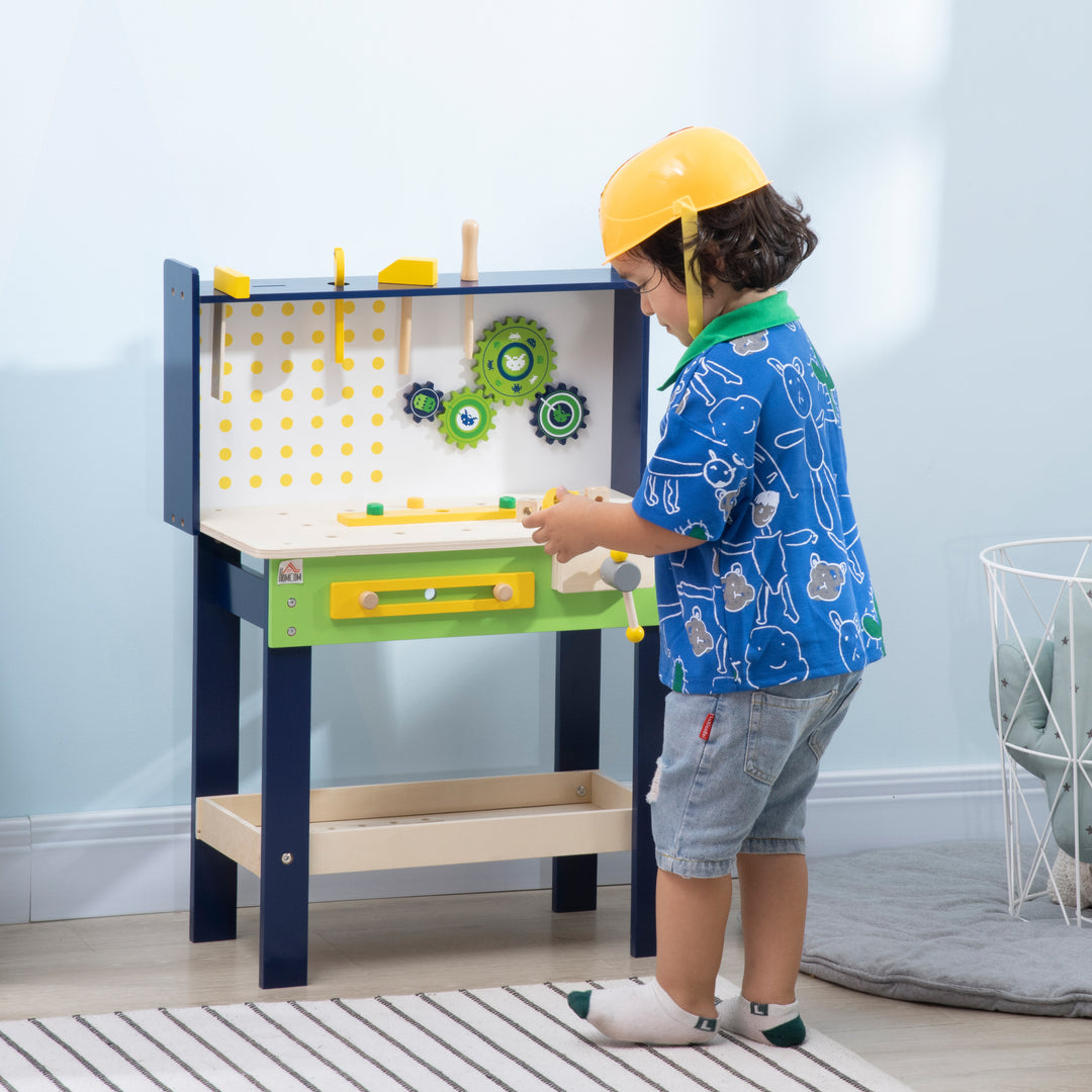 27 Pieces Tool Bench Toy, Kids Workbench with Wooden Tool Kits, Educational Tool Pretend Play Gift for Boys or Girls Aged 3-6 Years Old cm