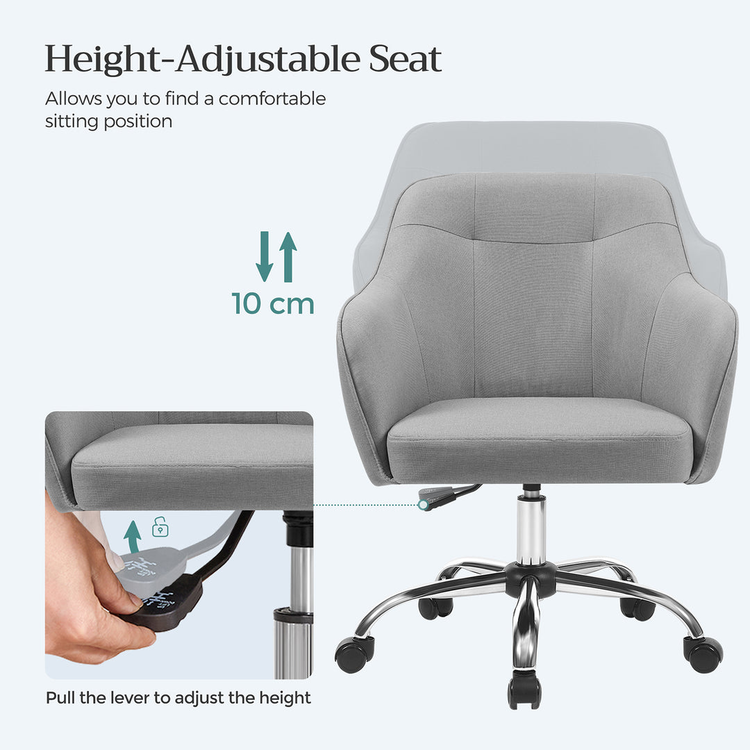 Modern Grey Adjustable Office Chair with Armrest