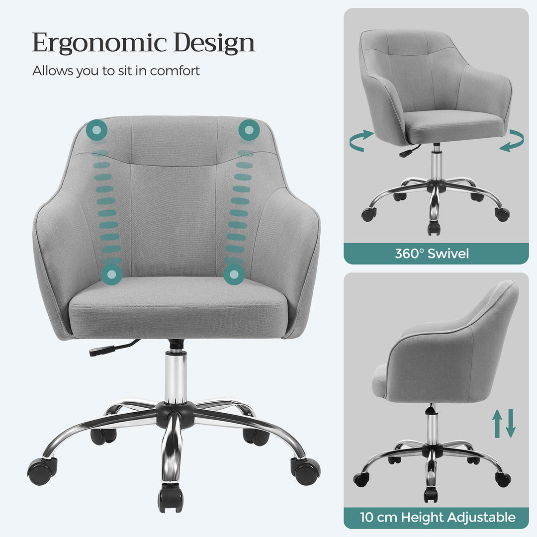 Modern Grey Adjustable Office Chair with Armrest