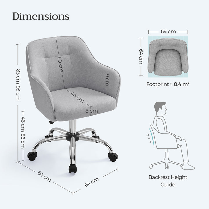 Modern Grey Adjustable Office Chair with Armrest