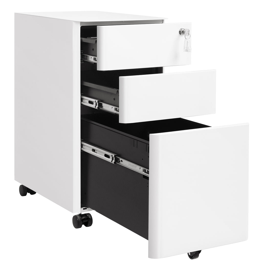 White Filing Cabinet on Wheels for Office