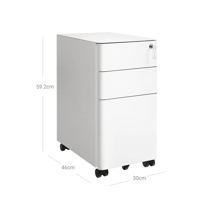 White Filing Cabinet on Wheels for Office
