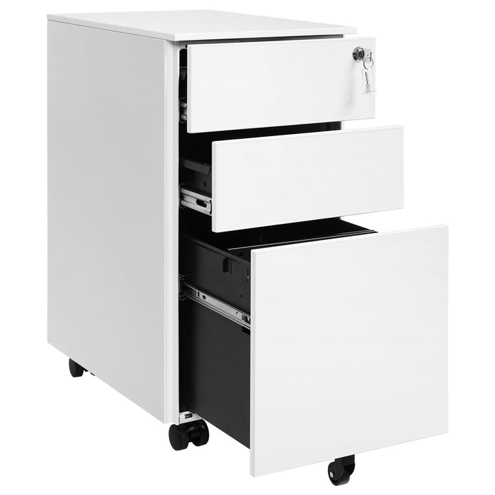 White Lockable File Cabinet on Wheels