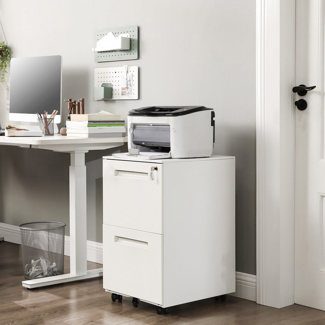 White Filing Cart with 2 Drawers for Office