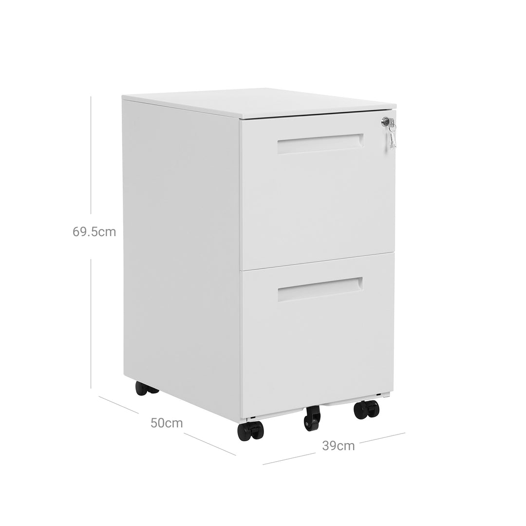 White Filing Cart with 2 Drawers for Office