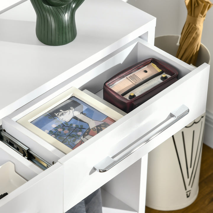 Console Table with Shelf and  Drawer, Contemporary Hallway Table for Living Room, Entryway, White