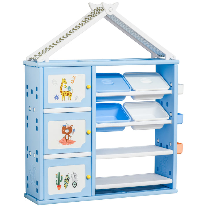 Kids Storage Unit Toy Box Organiser Book Shelf with shelves, storage cabinets, storage boxes, and storage baskets, Blue
