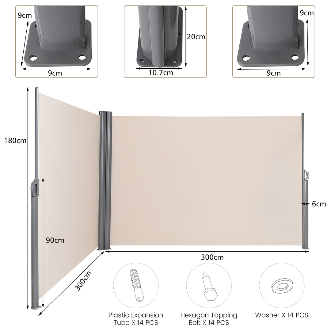 Double-Sided Retractable Folding Side Awning with Handle