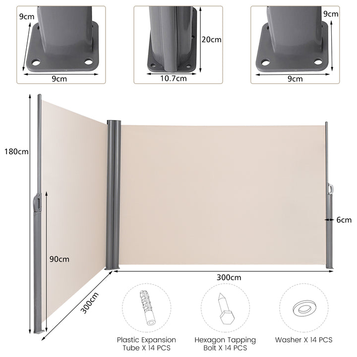 Double-Sided Retractable Folding Side Awning with Handle