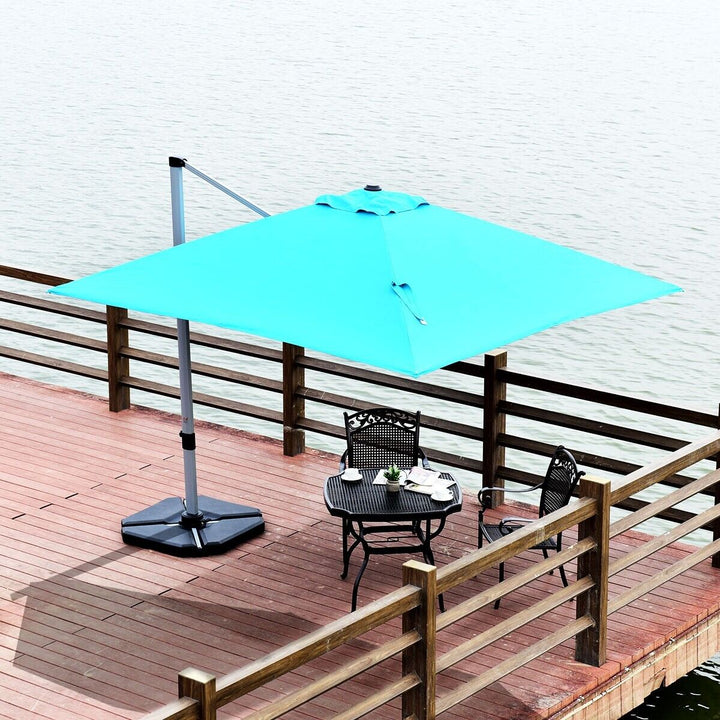 Garden Parasol with Tilted Design and 360° Rotation-Turquoise