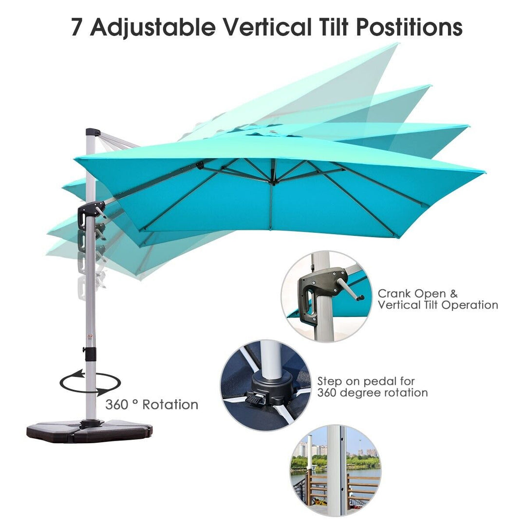 Garden Parasol with Tilted Design and 360° Rotation-Turquoise