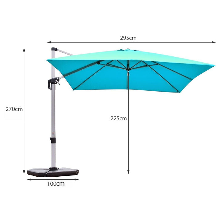 Garden Parasol with Tilted Design and 360° Rotation-Turquoise