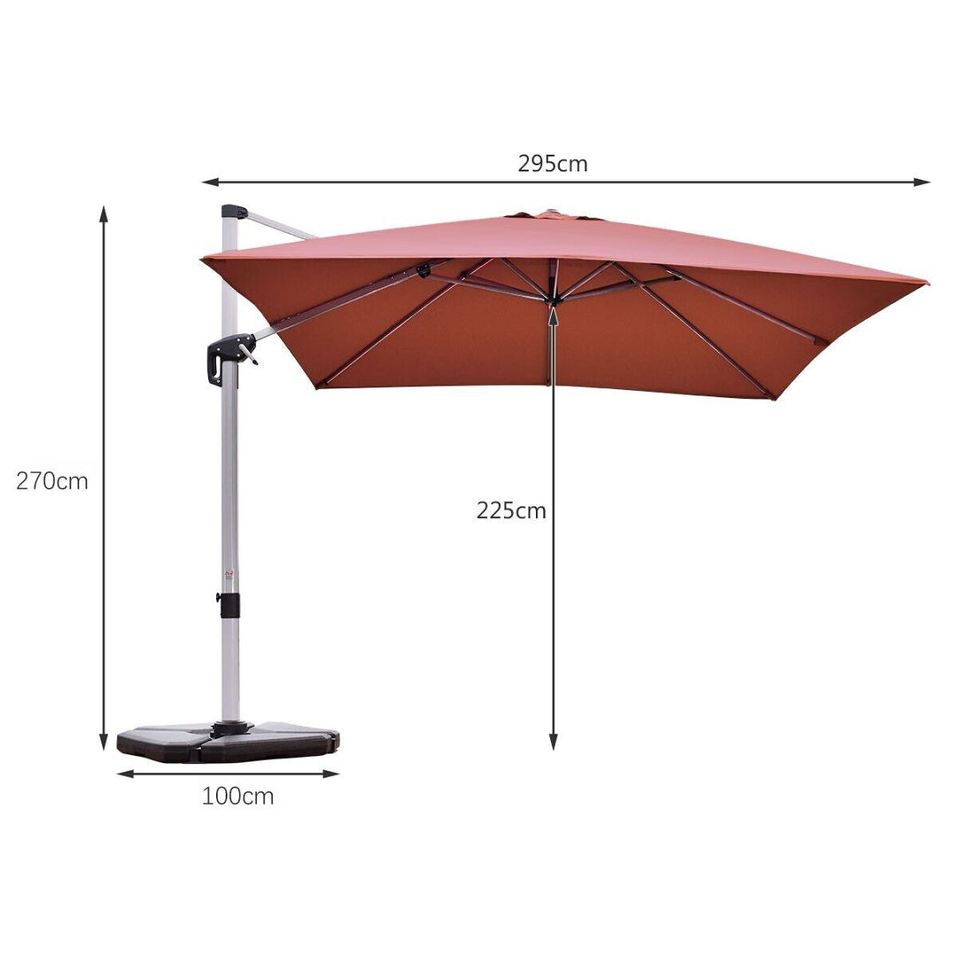 Garden Parasol with Tilted Design and 360° Rotation-Burgundy