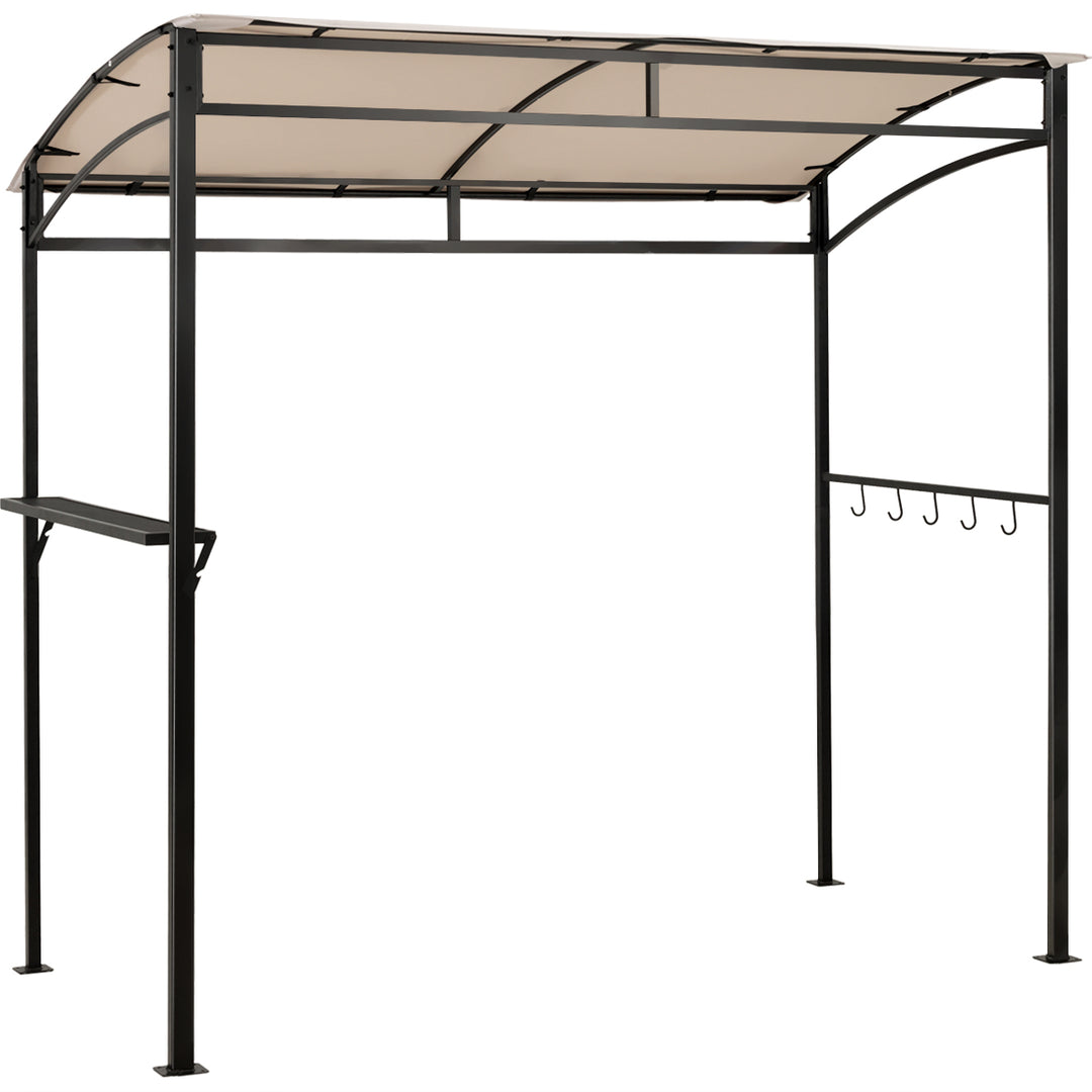 7 Feet Grill Gazebo with Serving Shelf and Storage Hooks-Beige