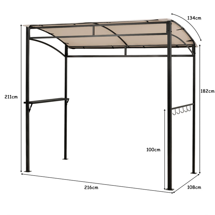 7 Feet Grill Gazebo with Serving Shelf and Storage Hooks-Beige