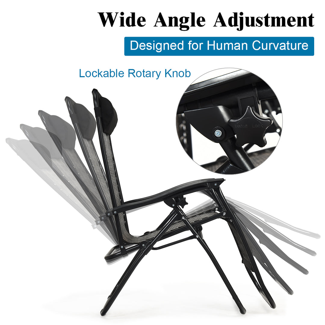 Folding Sun Lounger Reclining Chair w/ Removable Headrest-Coffee