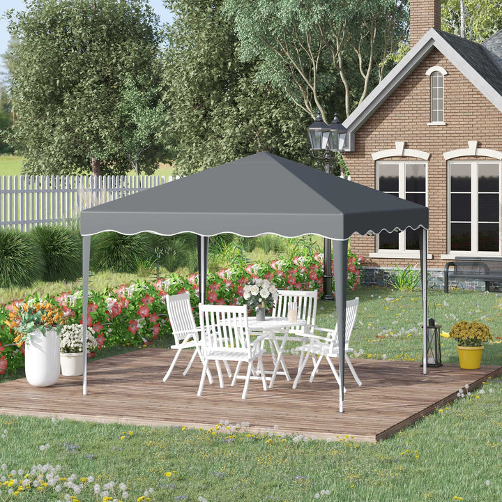 Outsunny 3x3(m) Pop Up Gazebo Canopy, Foldable Tent with Carry Bag, Adjustable Height, Wave Edge, Garden Outdoor Party Tent, Grey