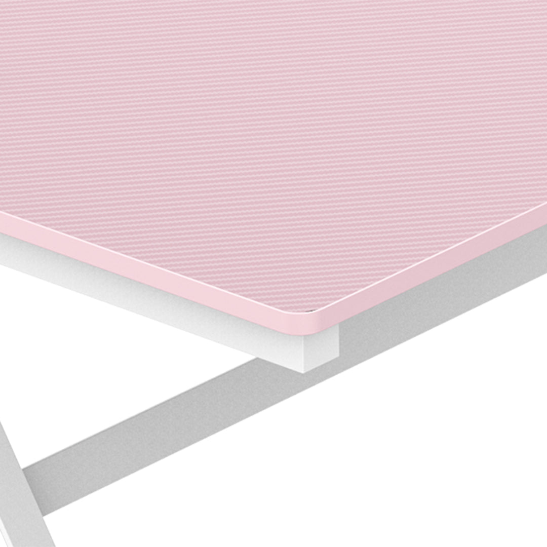 HOMCOM 1.2m Gaming Desk Z-Shaped Racing Style Home Office Computer Table with 2 Cable Managements for E-sport Study Workstation Pink