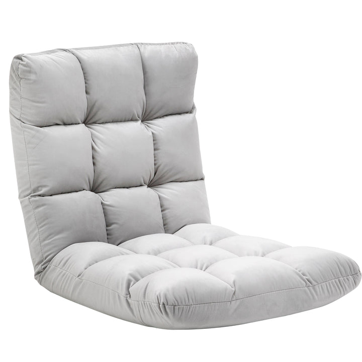 Folding Lazy Floor Sofa Chair Lounge Seat Gaming Couch Bed for Living Room, Home Office, Balcony, Grey