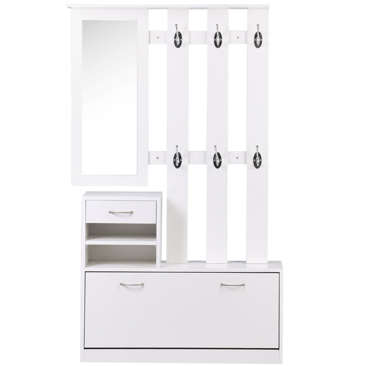 Entryway Furniture Set Shoe & Coat Unit -White