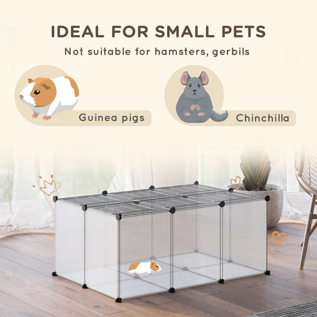 PawHut DIY Pet Playpen with Door Bottom 22 Panels Small Animal Cage for Guinea Pigs, Rabbit, Chinchilla, Transparent